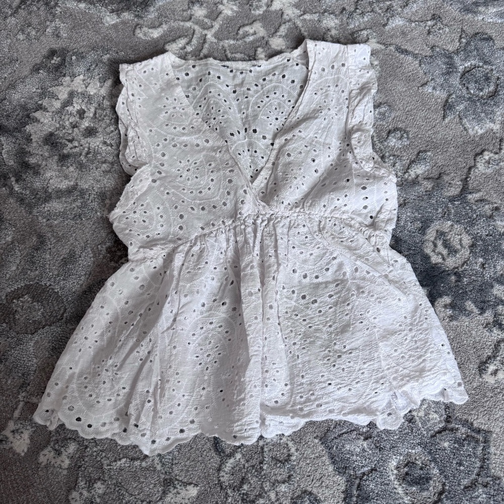 Womens White Eyelet Tank Top Blouse